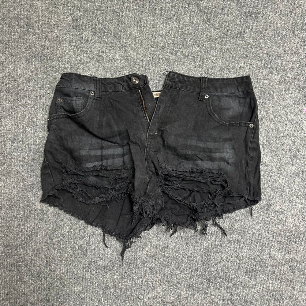 Highway Jeans Shorts Womens Size 11 Black Distressed Frayed Cotton SD5834HJBZ